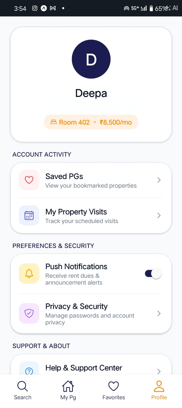 Tenant Dashboard Mockup